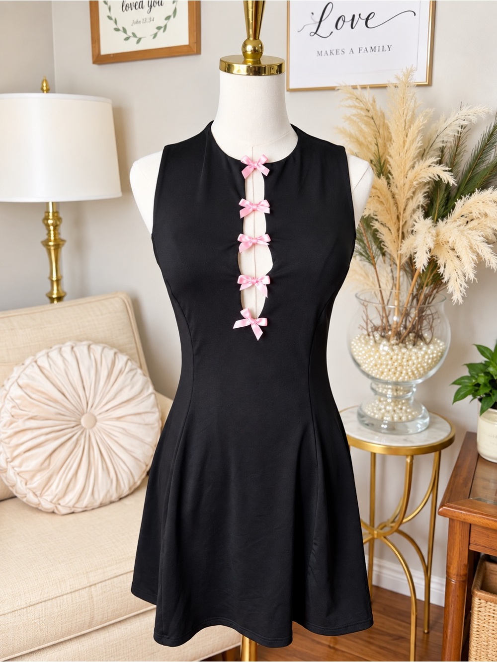 Pink Bow Cutout Mini Dress Size S